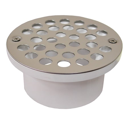 Jones Stephens 3in. x 4in. General Purpose PVC Drain with 5in. Stainless Steel Round Strainer D54100